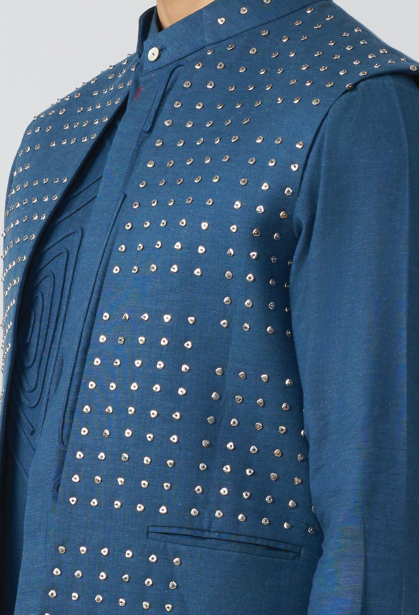 Block Studded Bandi Jacket - Rust