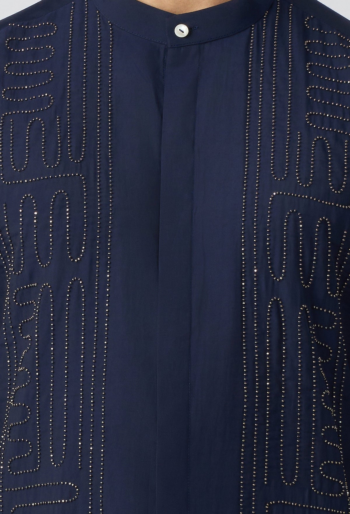 Carved Lines Kurta - Navy Blue