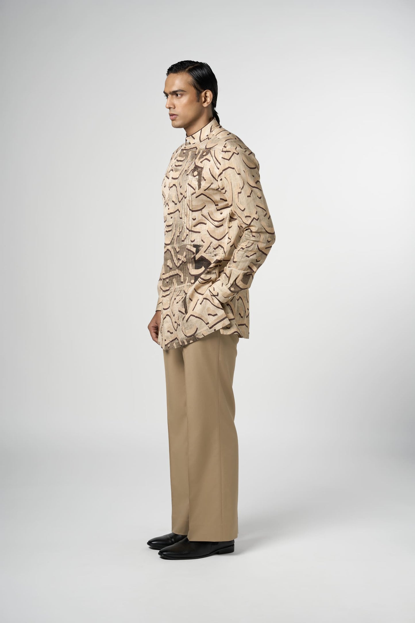 Beige Stucco Pin Tuck Kurta