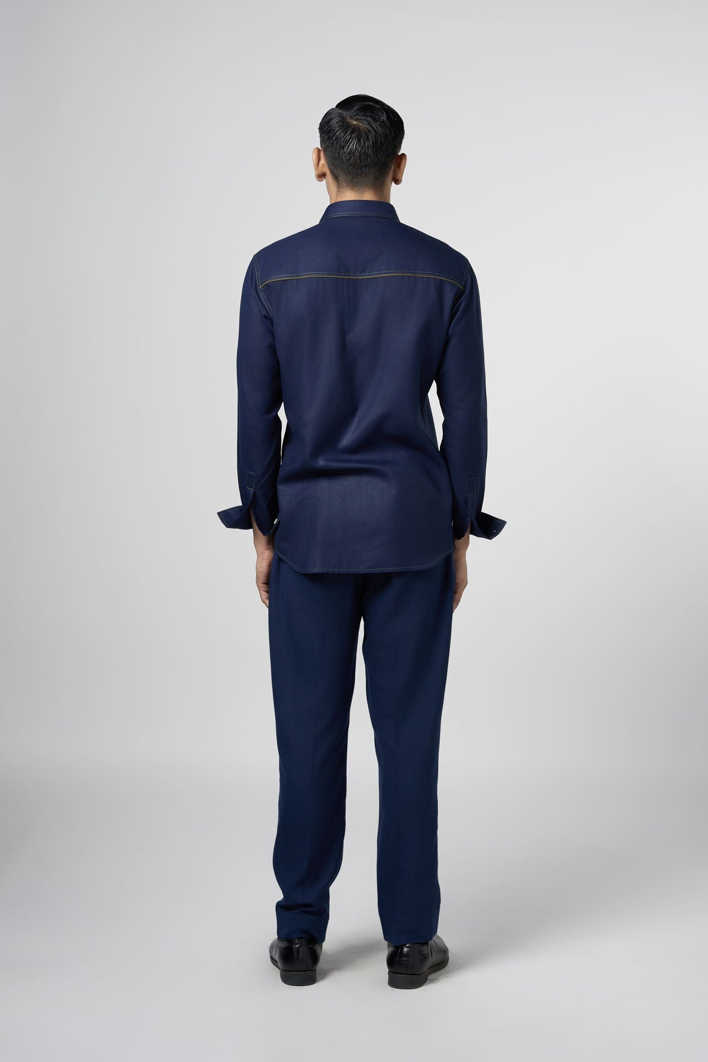 Navy Blue Contrast Stitch Shirt