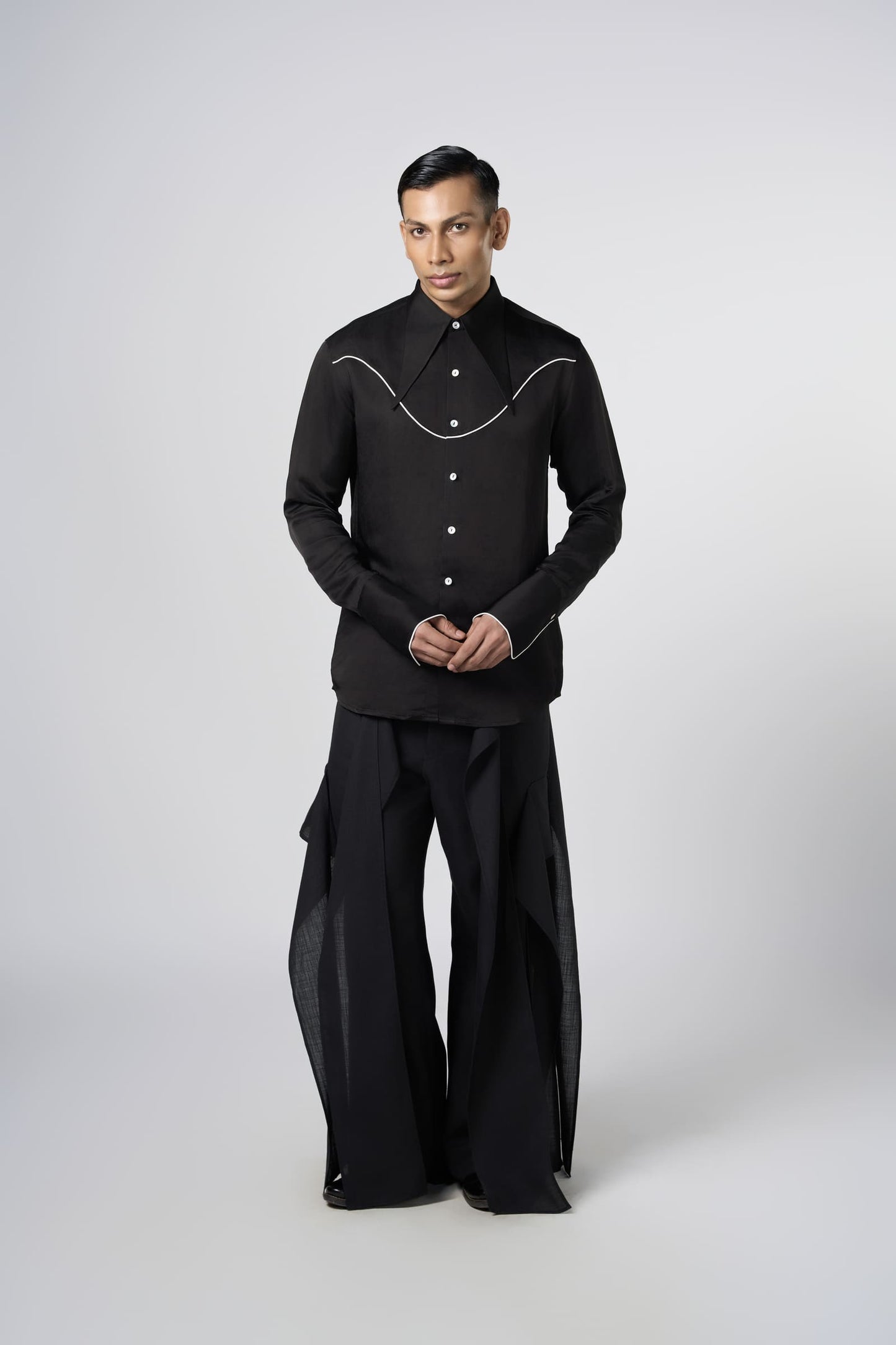 Tie Up Collar Shirt