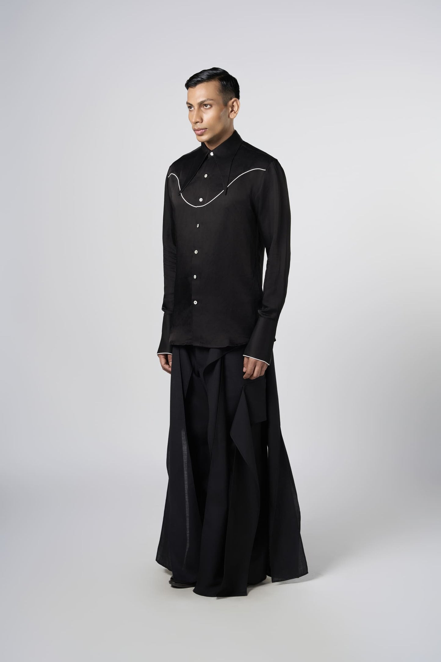 Tie Up Collar Shirt