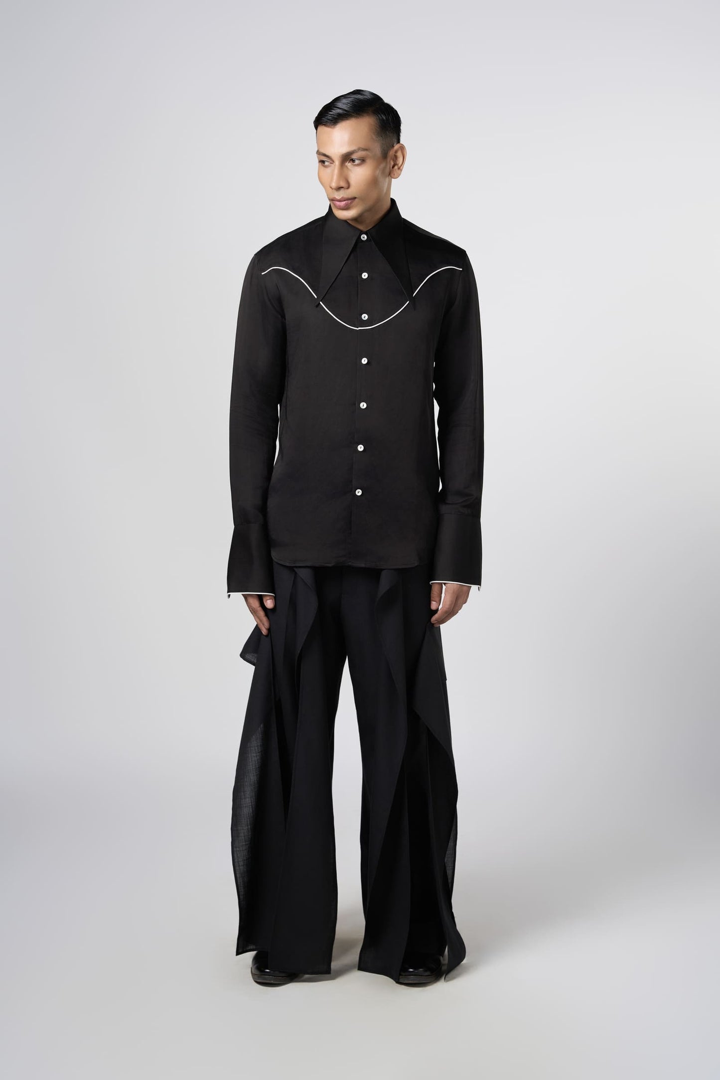 Tie Up Collar Shirt