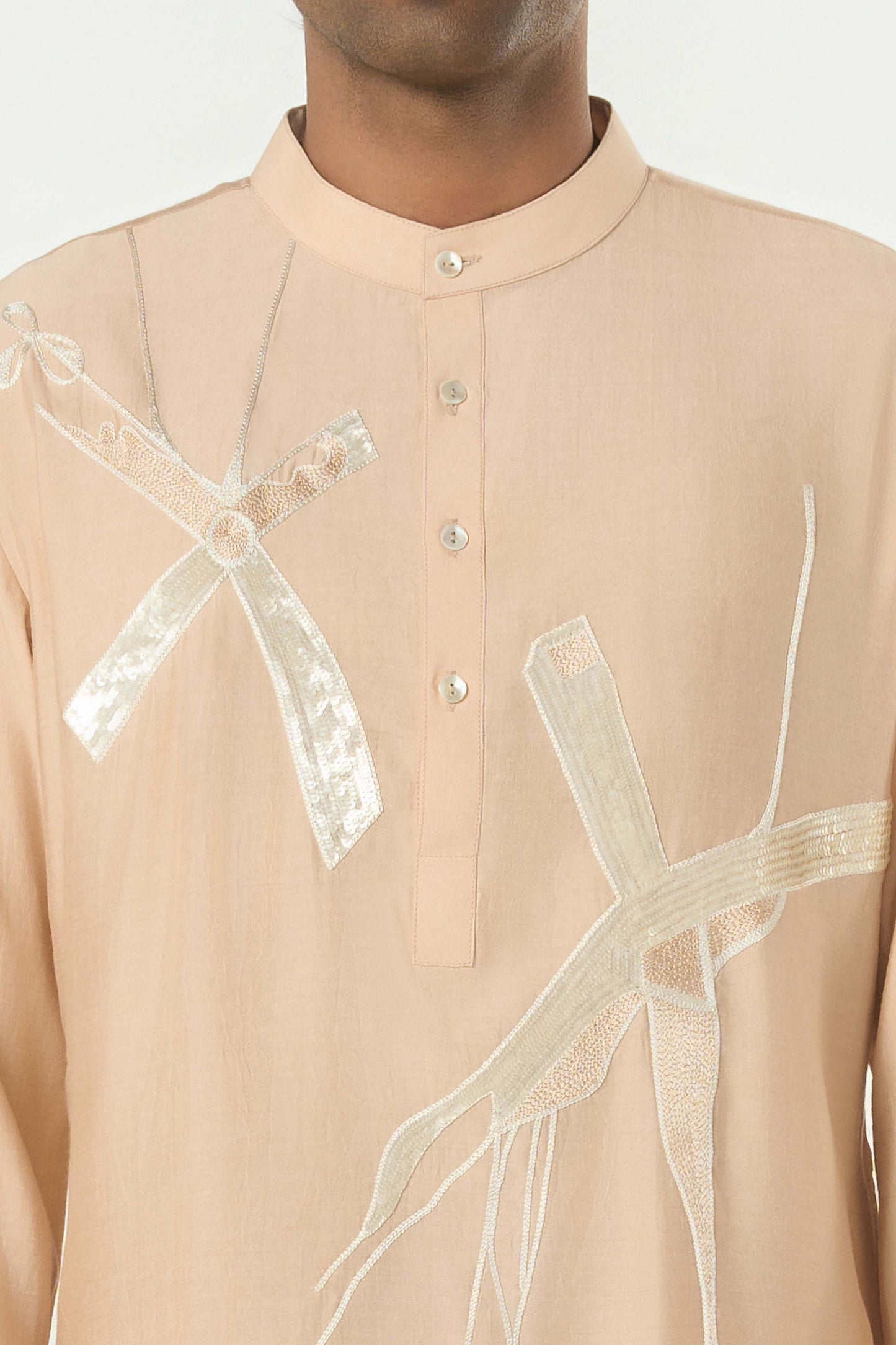 Axis Embroidered Kurta - Beige