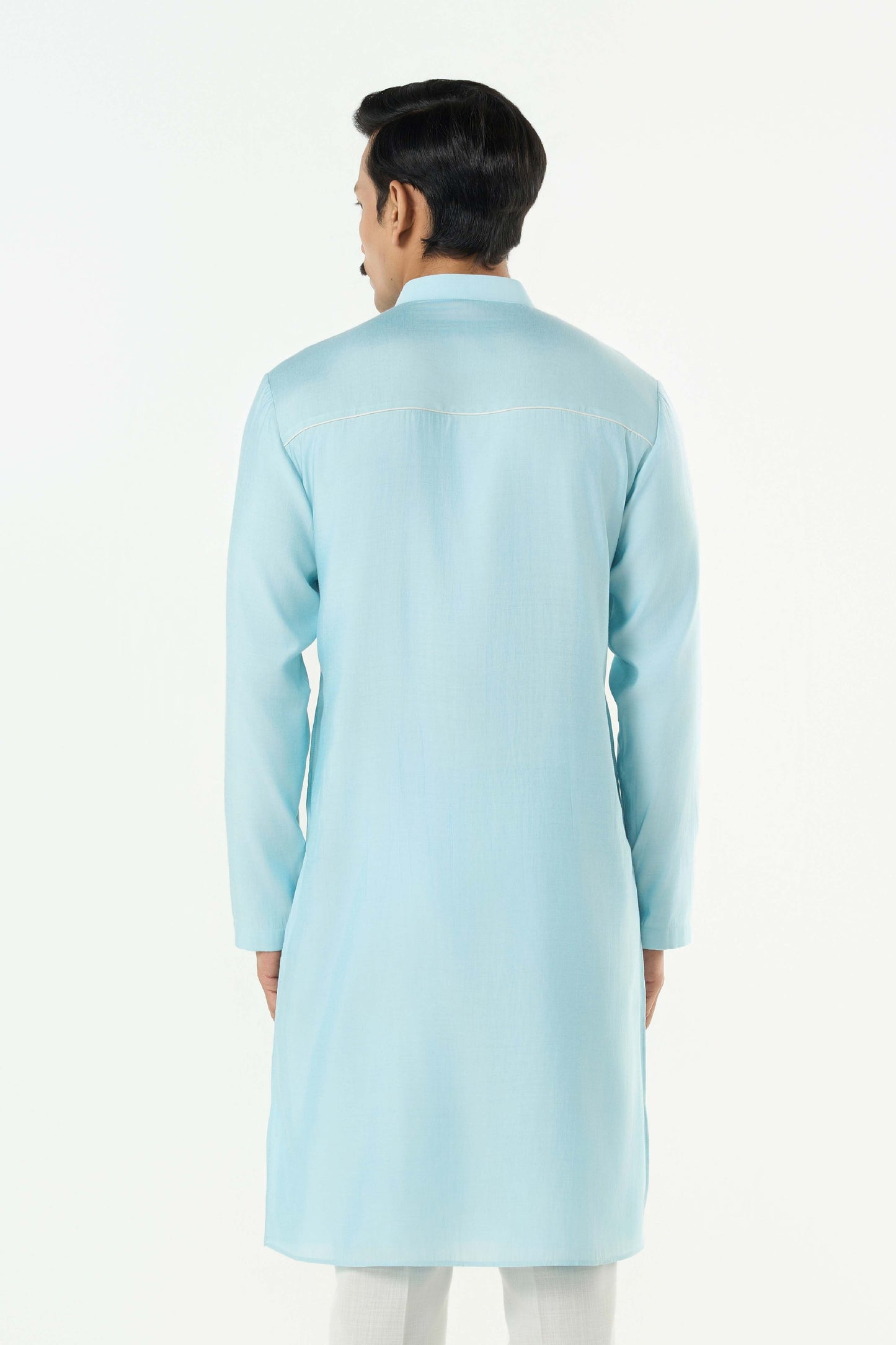 Axis Embroidered Kurta - Pastel Blue