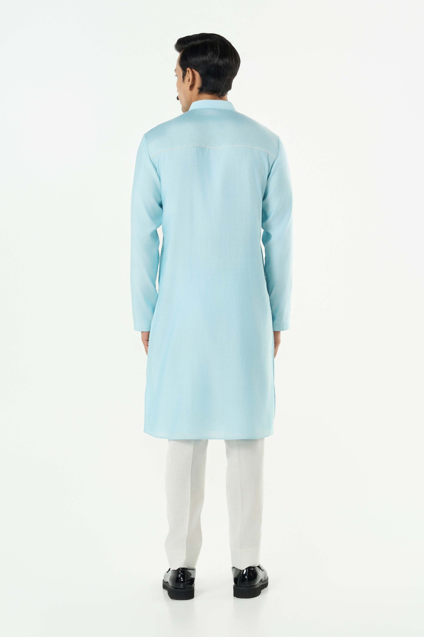 Axis Embroidered Kurta - Pastel Blue