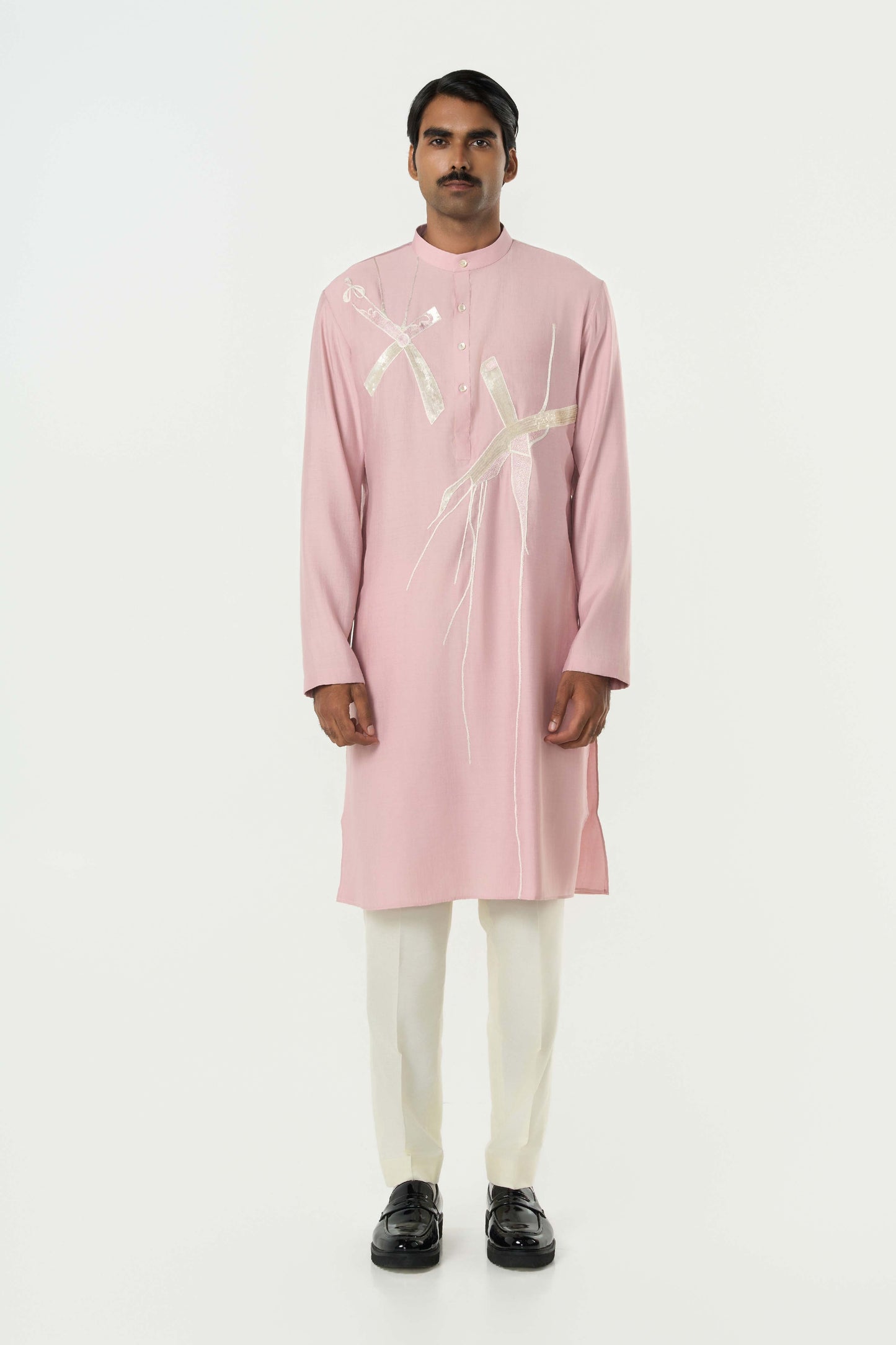 Axis Embroidered Kurta - Pastel Pink
