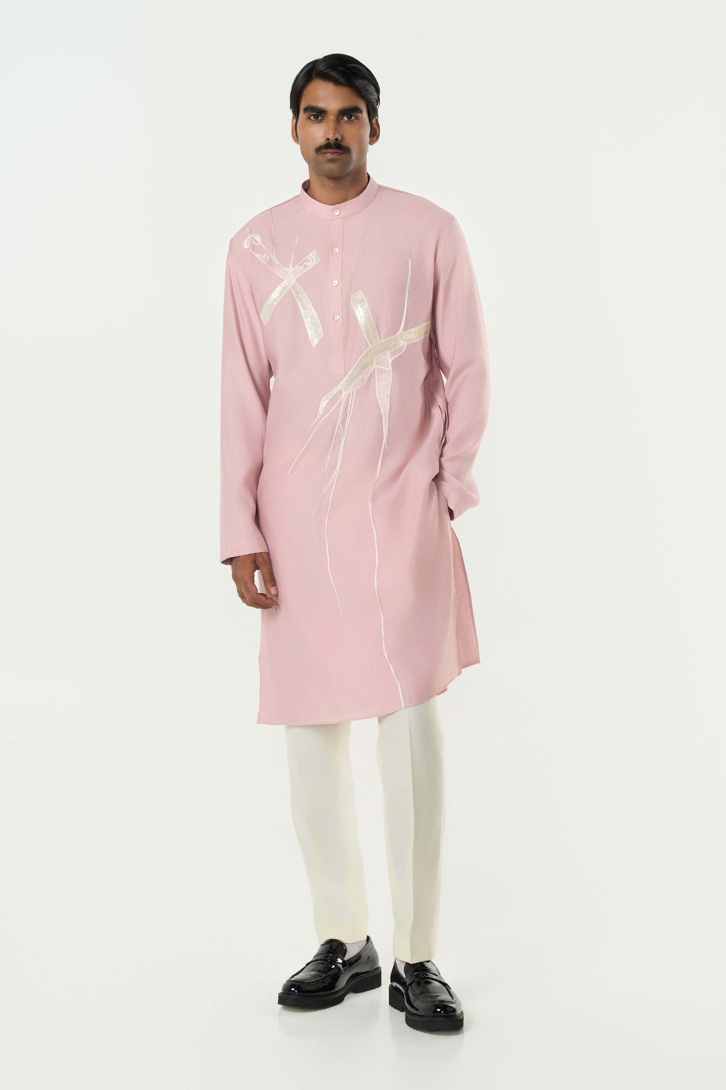 Axis Embroidered Kurta - Pastel Pink