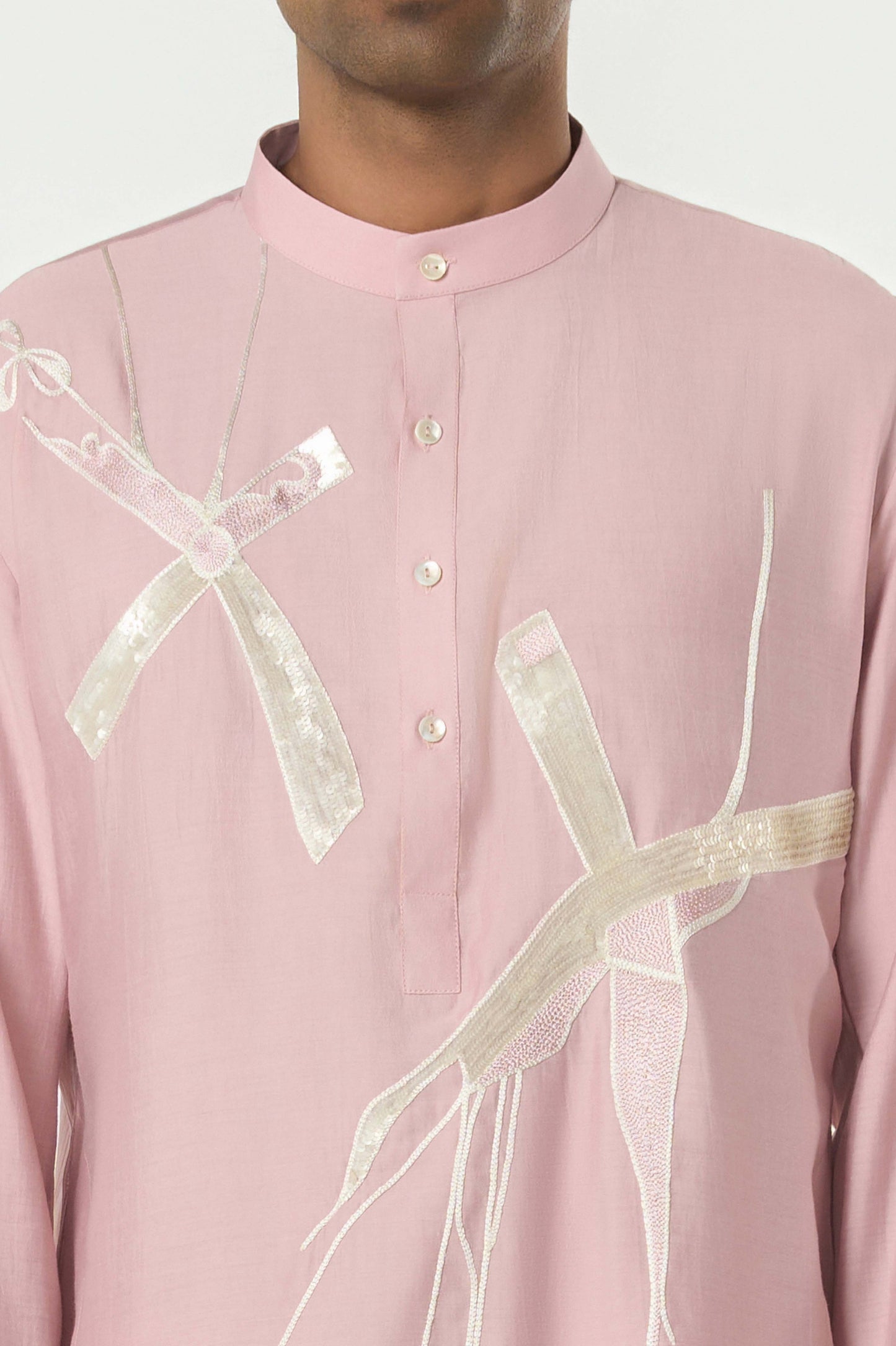 Axis Embroidered Kurta - Pastel Pink