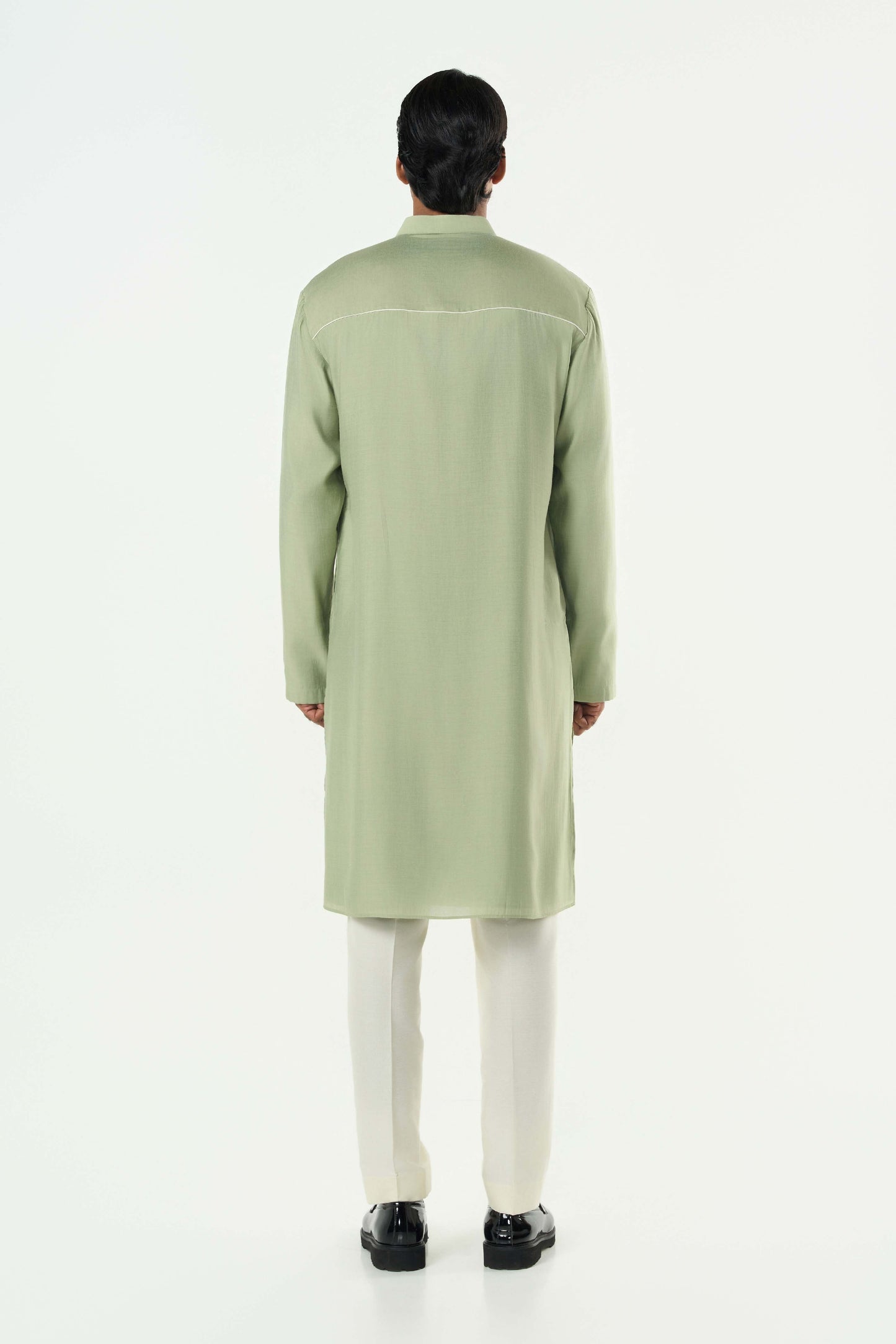 Axis Embroidered Kurta - Sage Green