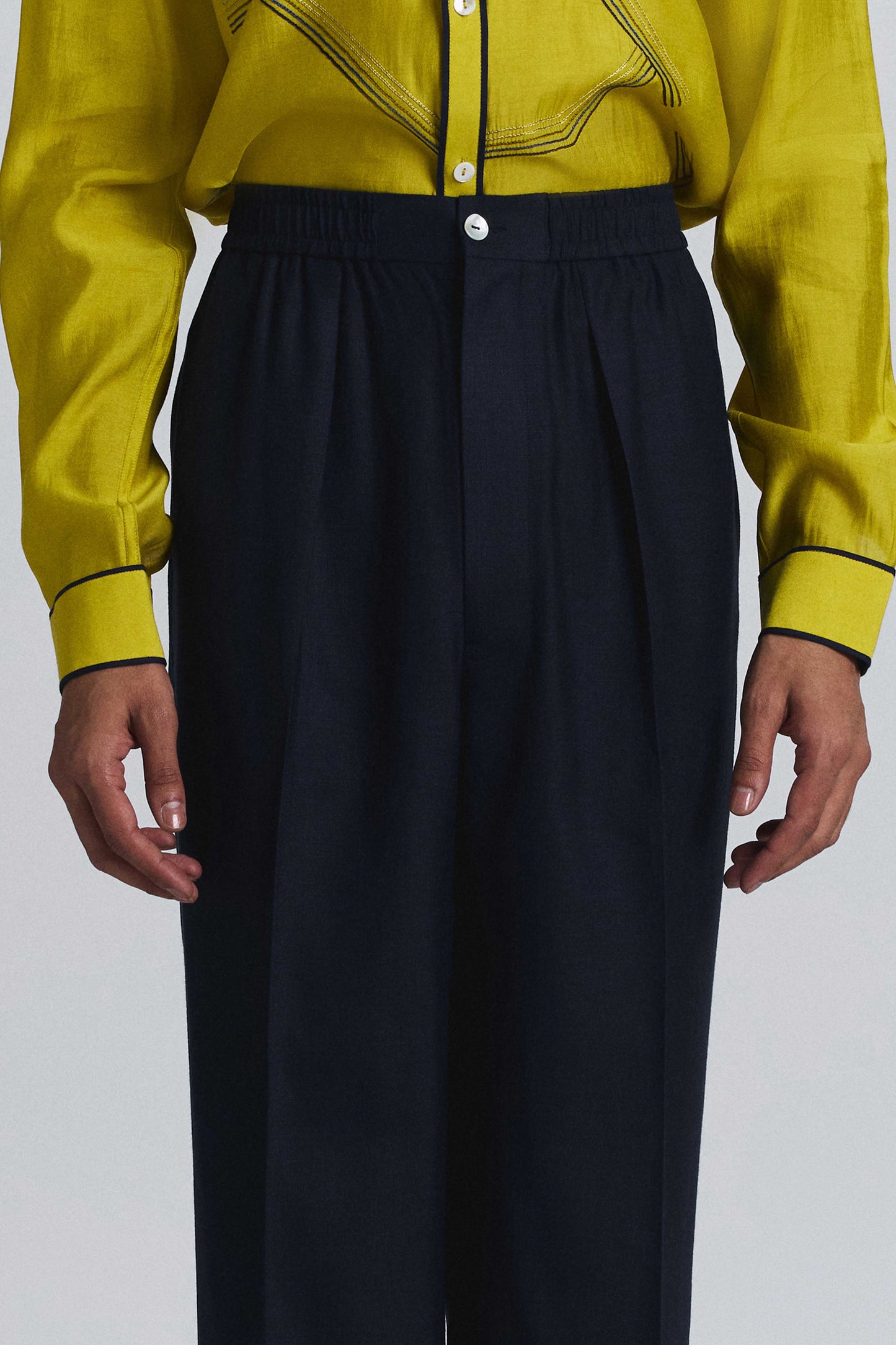 Blue Elastic Waist Band Pants
