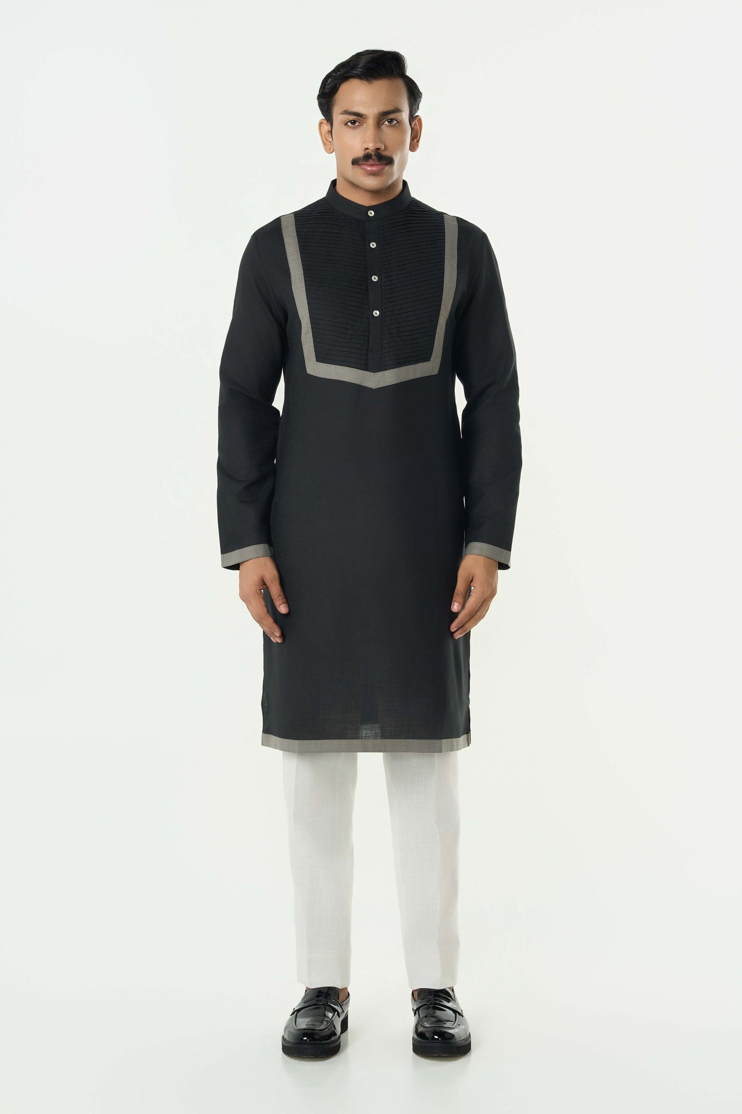 Circuit Pleat Kurta - Black