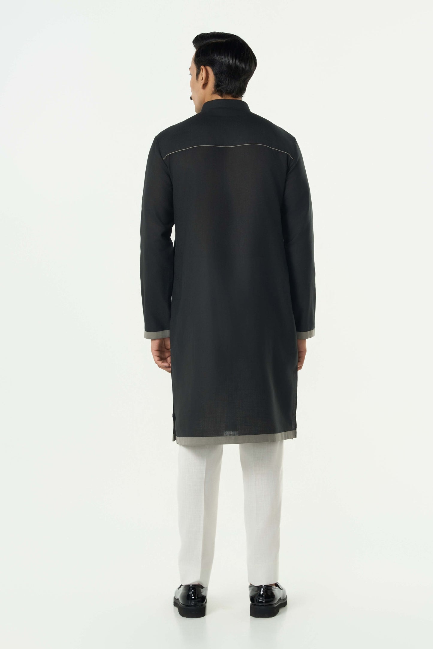 Circuit Pleat Kurta - Black