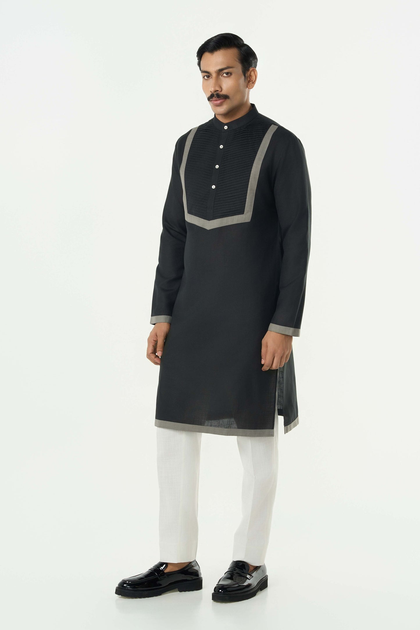 Circuit Pleat Kurta - Black
