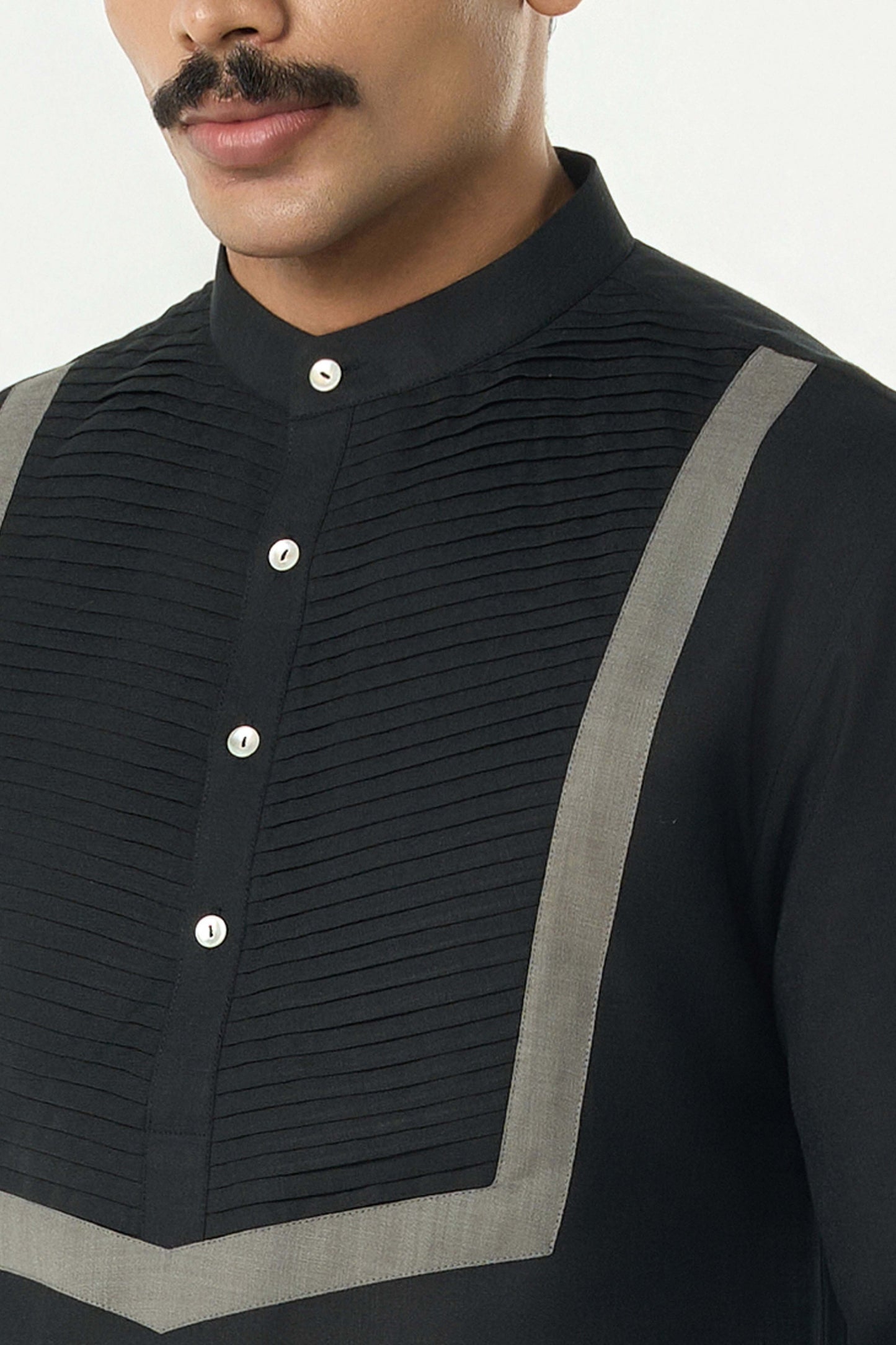 Circuit Pleat Kurta - Black