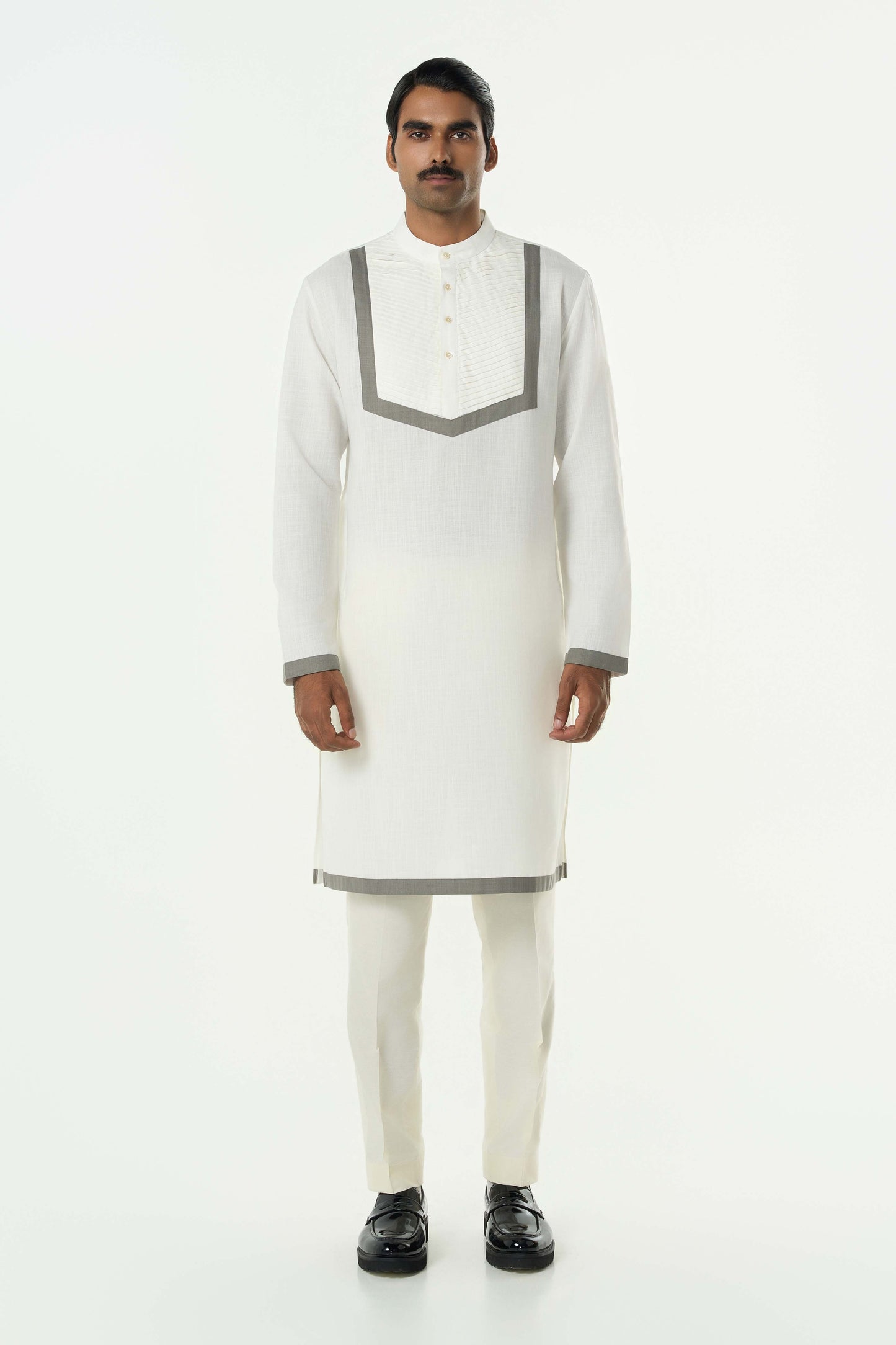 Circuit Pleat Kurta - White