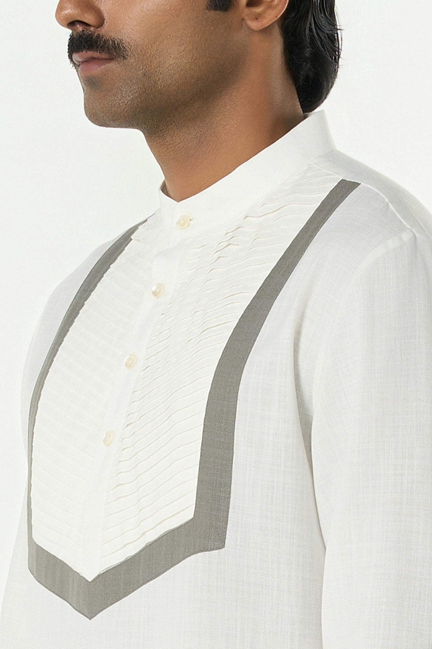 Circuit Pleat Kurta - White