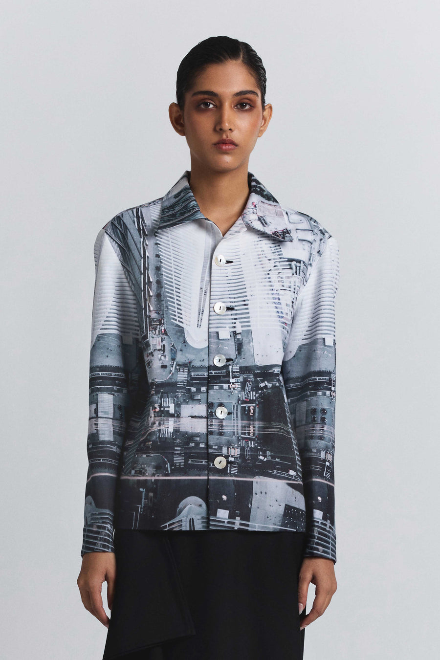 City Perspective Print Shacket
