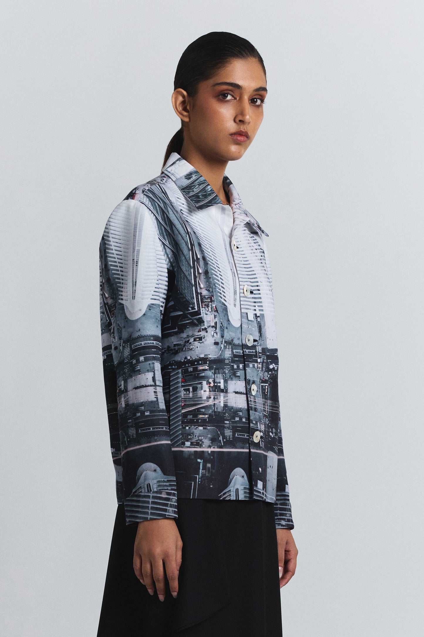 City Perspective Print Shacket