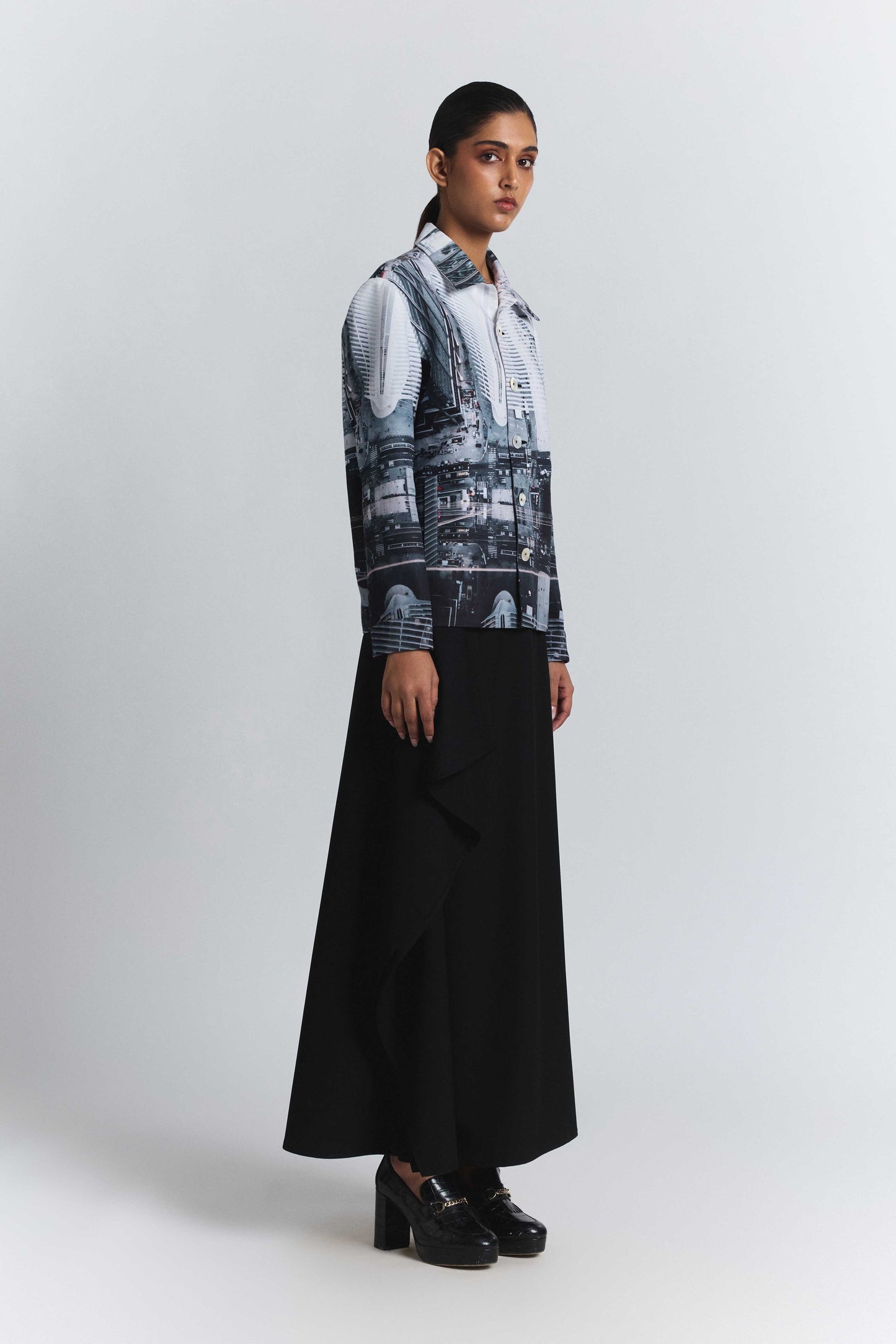 City Perspective Print Shacket