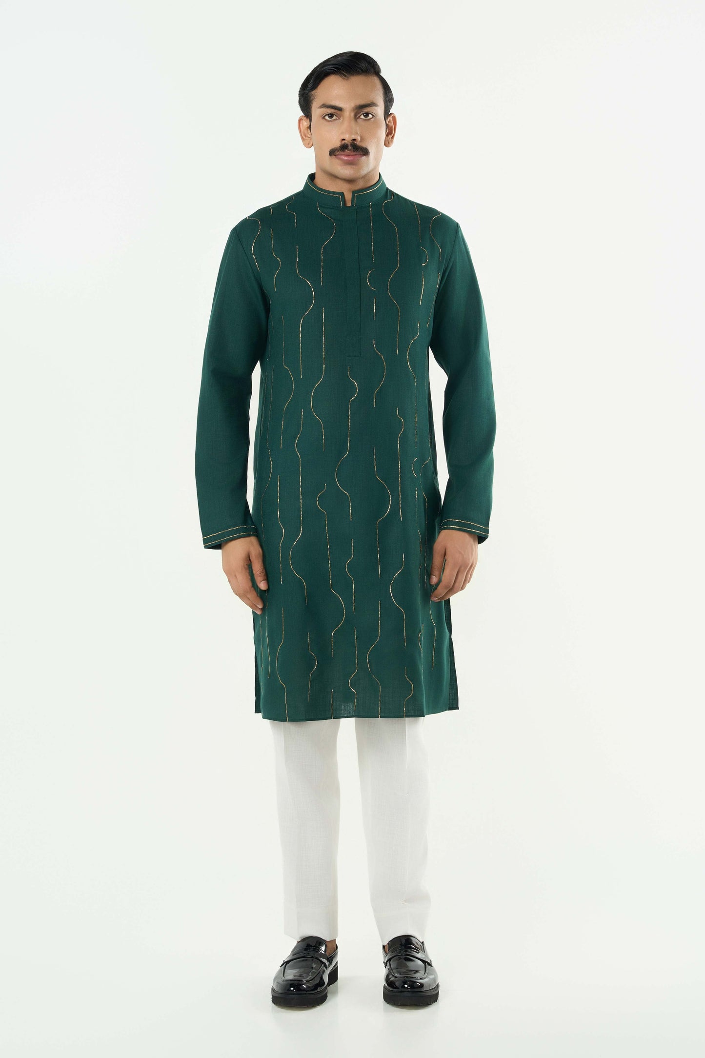 City Pulse Kurta - Bottle Green