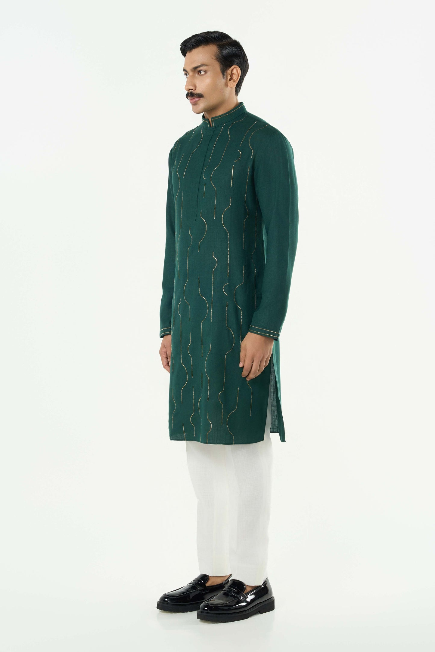 City Pulse Kurta - Bottle Green