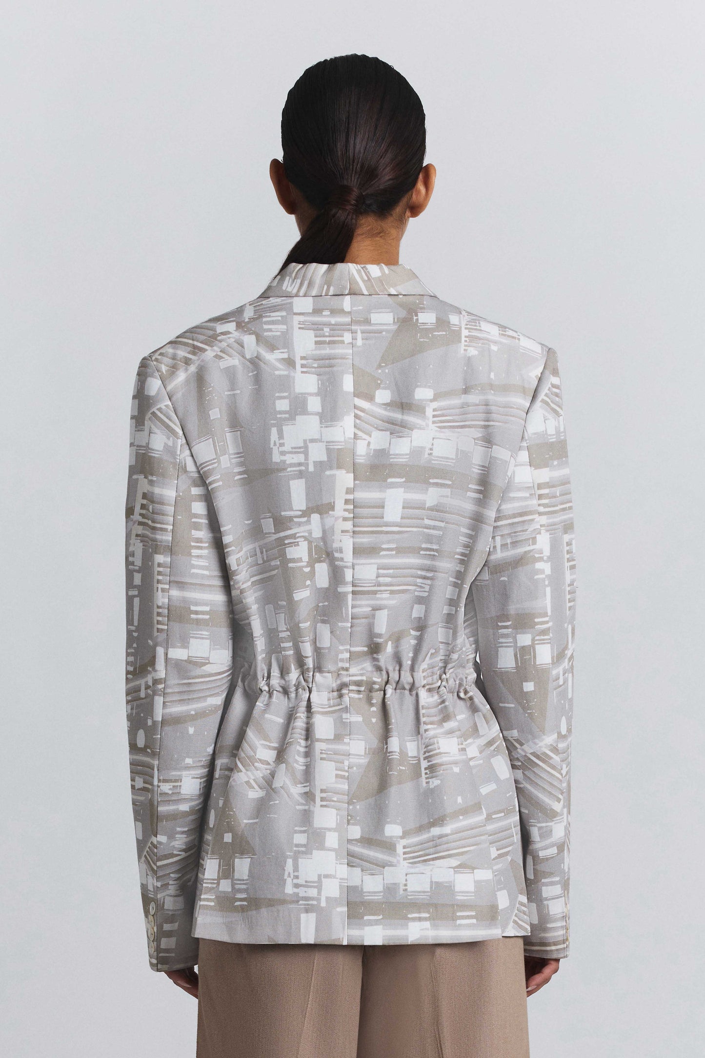 Contour Grid Belted Blazer