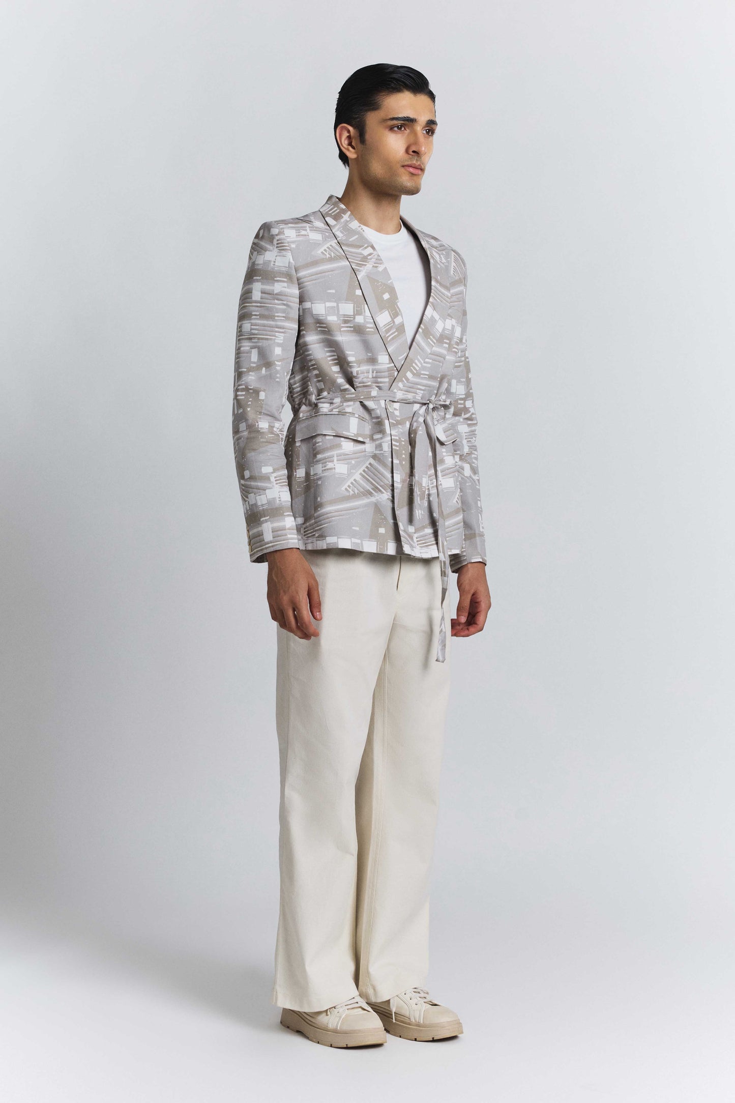 Contour Grid Belted Blazer