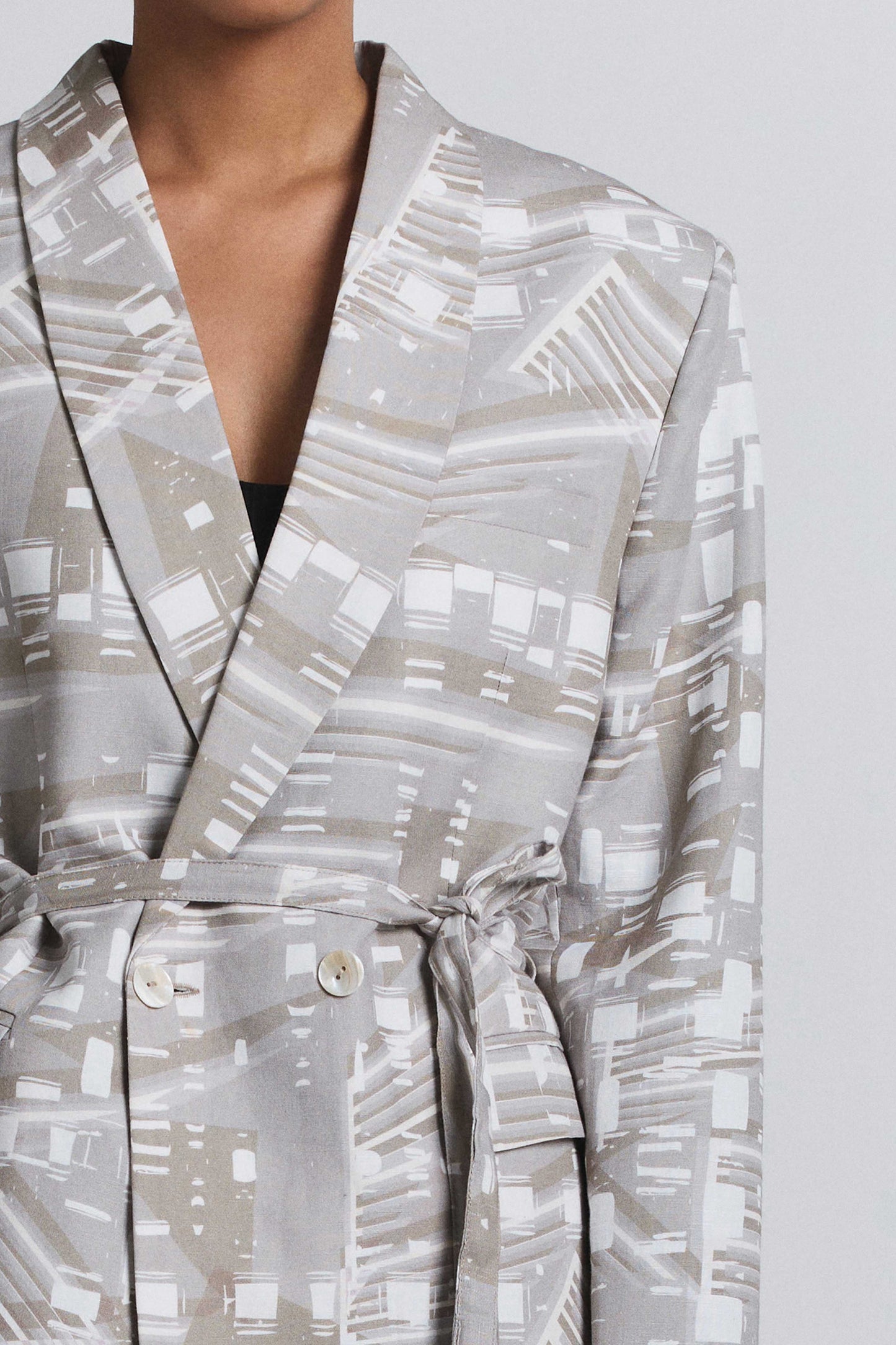 Contour Grid Belted Blazer