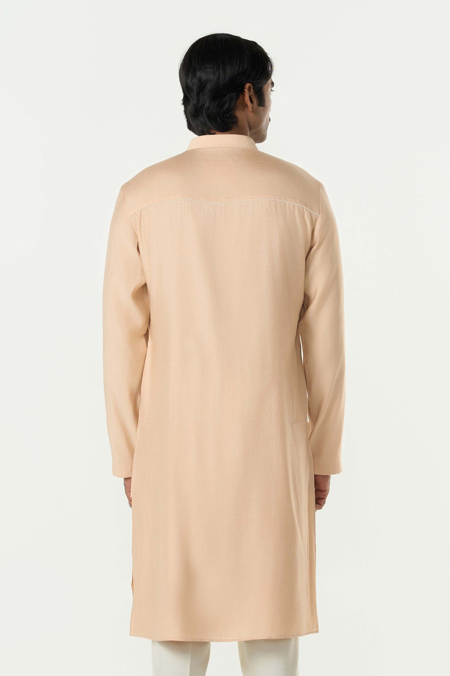 Geo Block Kurta - Beige
