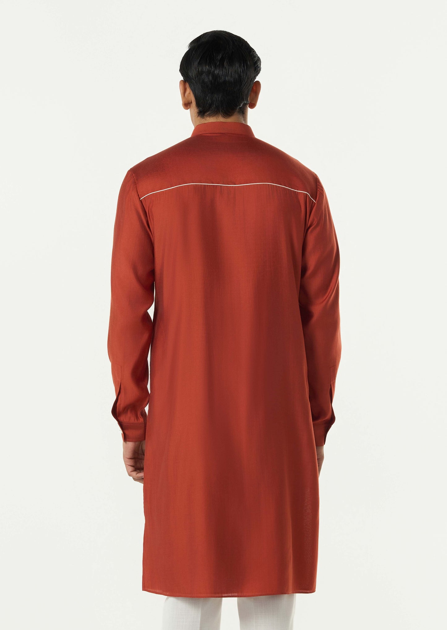 Geo Block Kurta - Rust