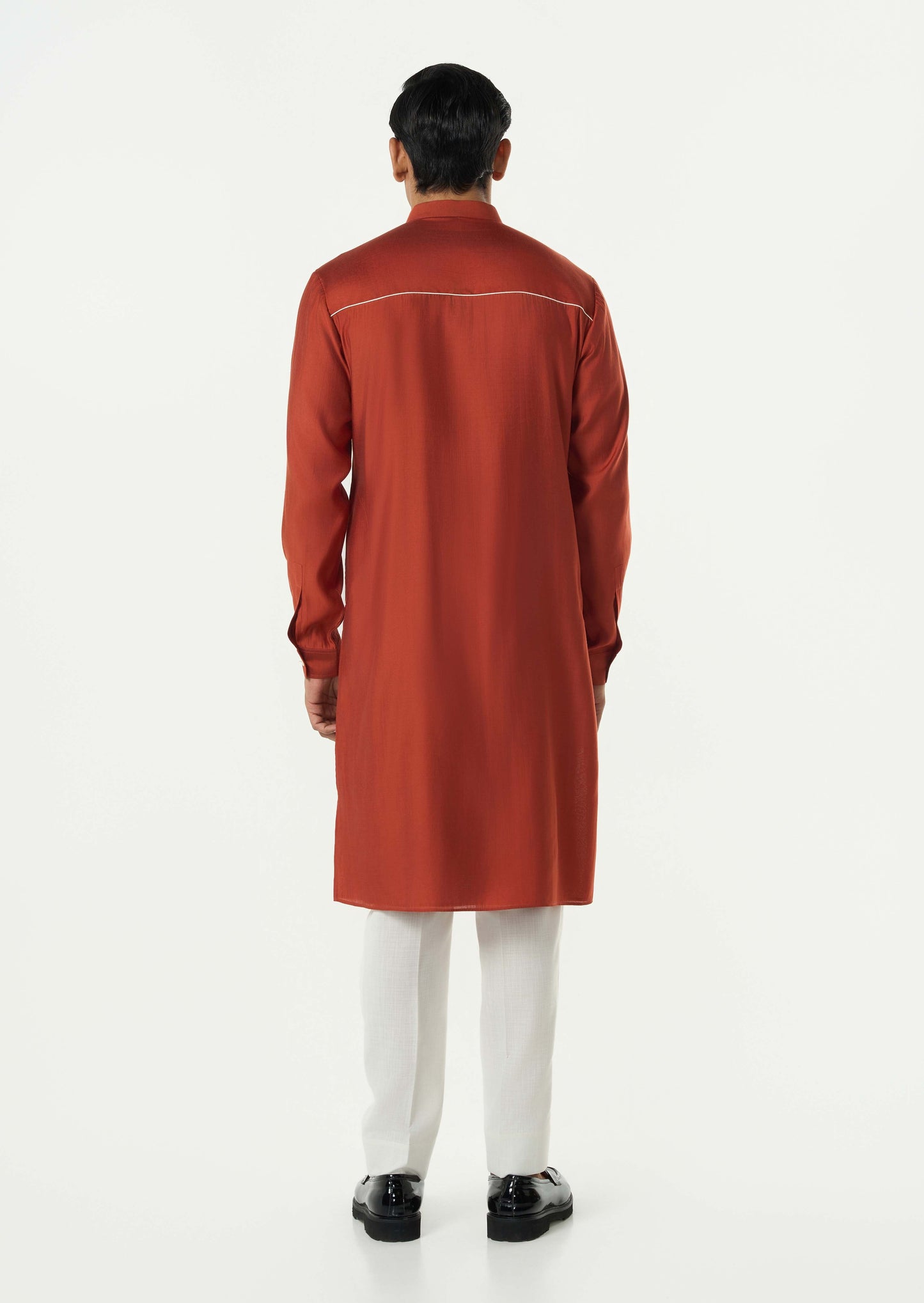 Geo Block Kurta - Rust