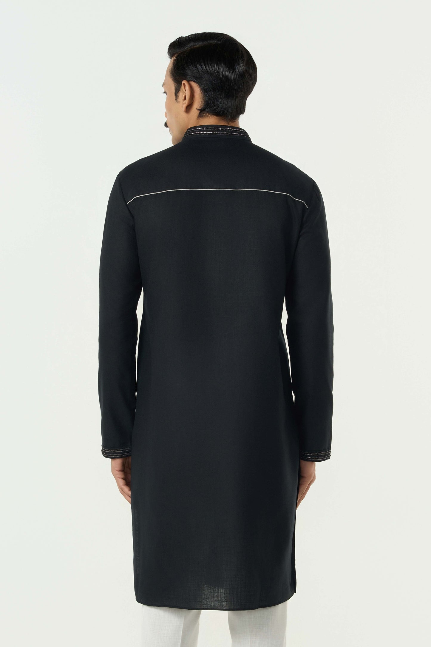 Geo Frame Kurta - Black