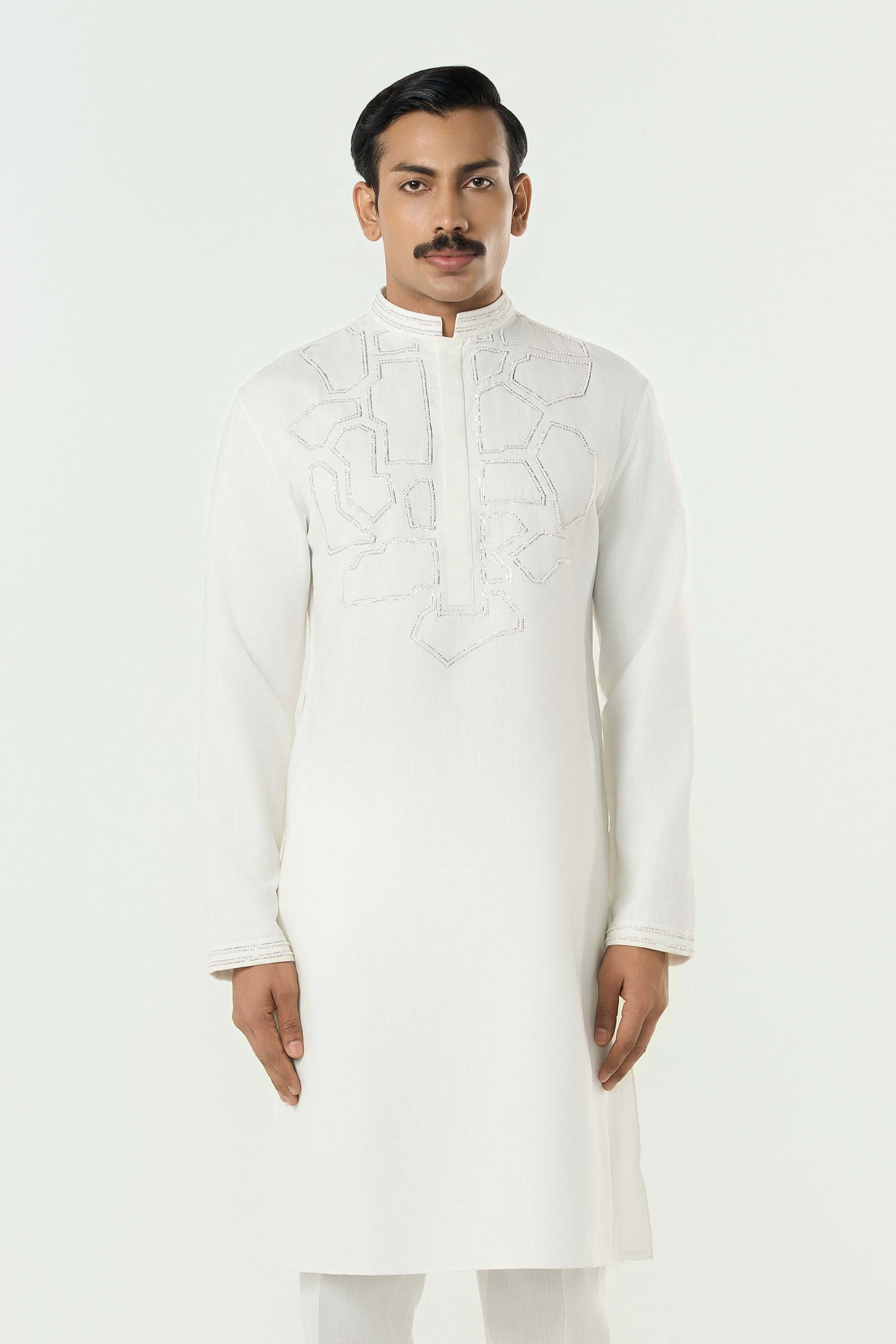 Geo Frame Kurta - Off White