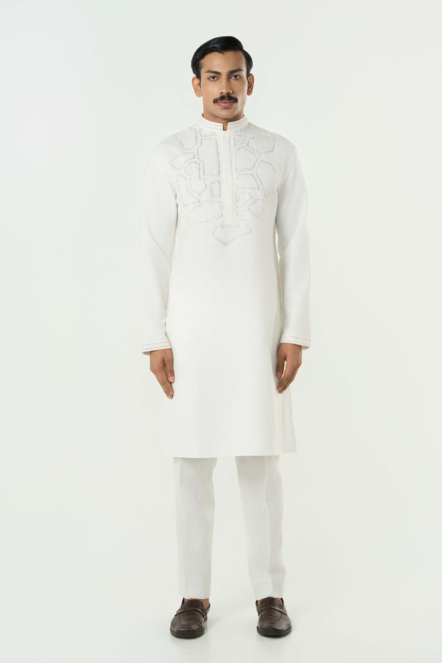 Geo Frame Kurta - Off White