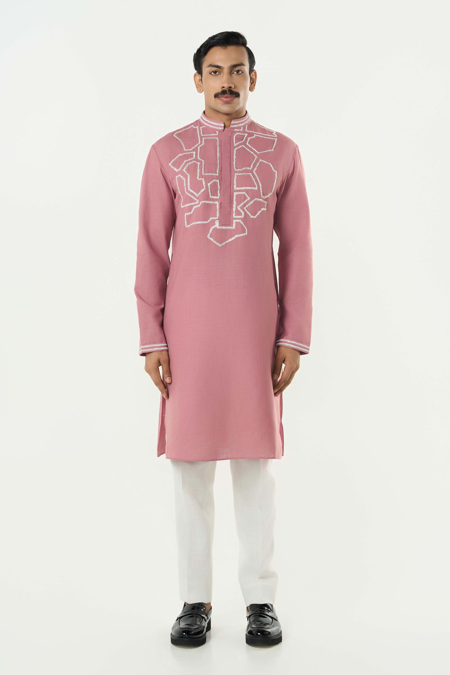 Geo Frame Kurta - Pink