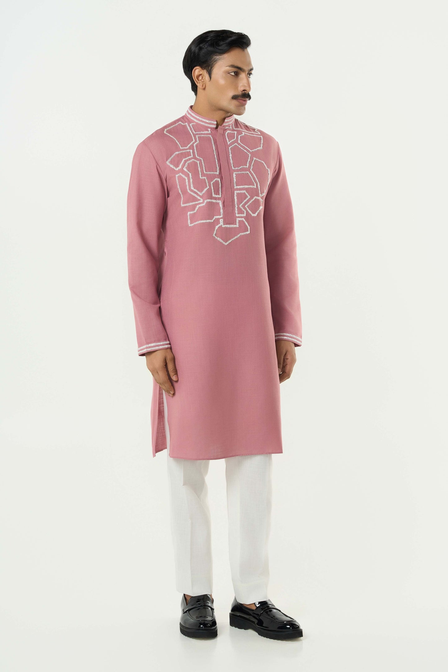 Geo Frame Kurta - Pink