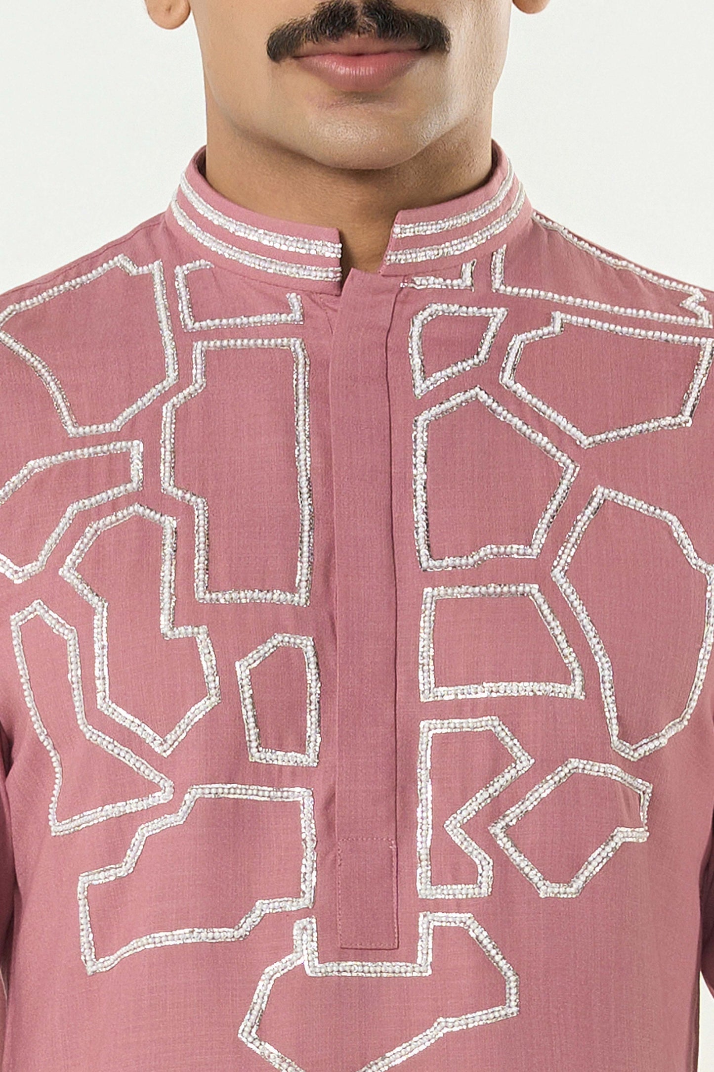 Geo Frame Kurta - Pink