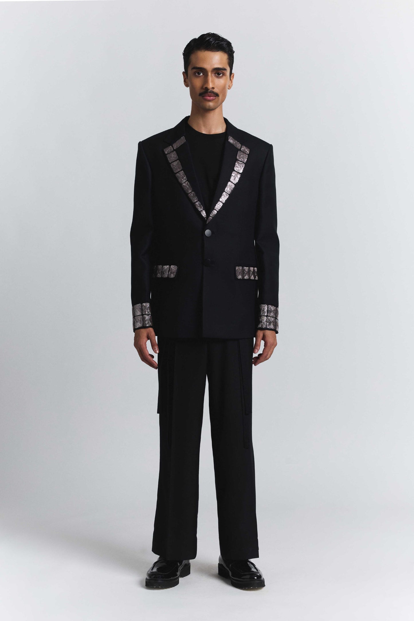 Grid Alloy Embellished Blazer