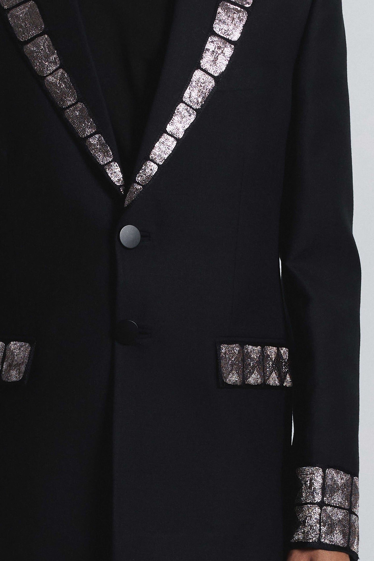Grid Alloy Embellished Blazer