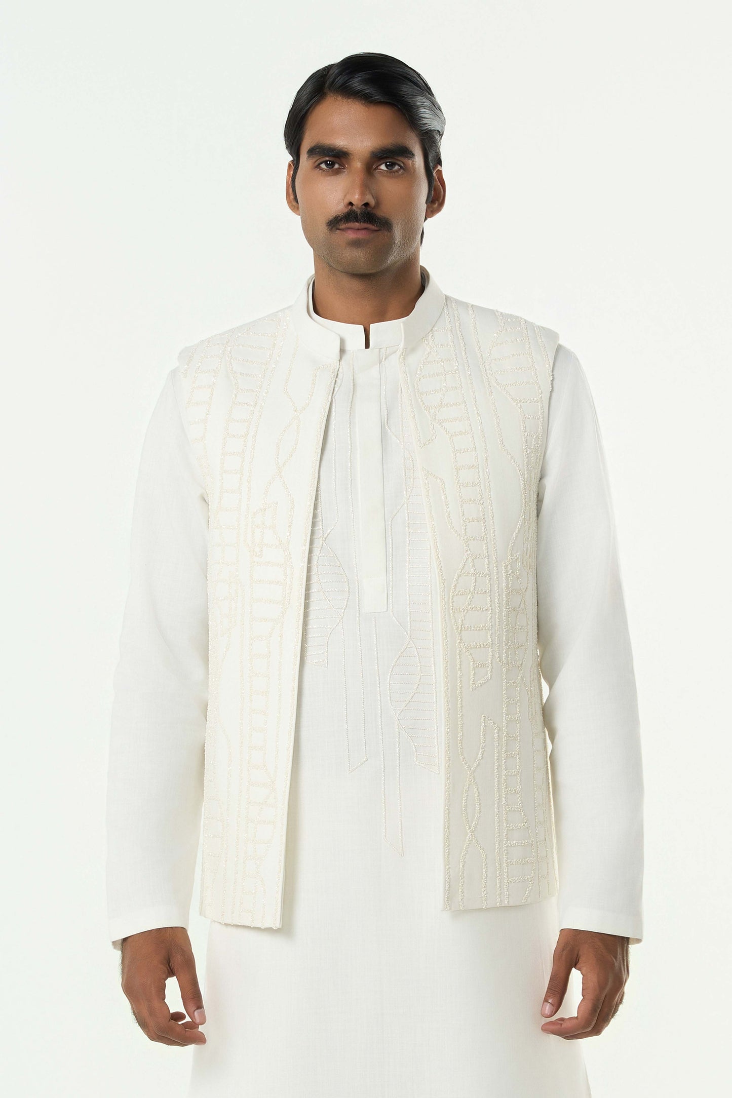Grill Grid Bandi Jacket Set - Off White