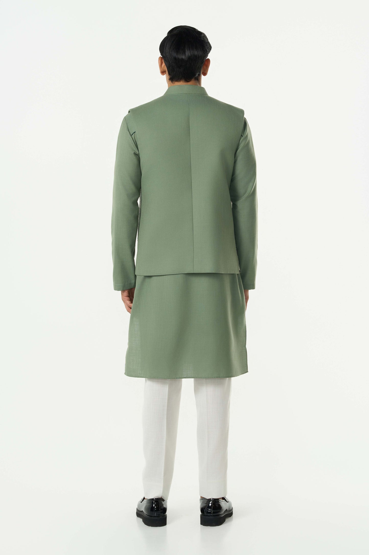 Grill Grid Bandi Jacket Set - Sage green