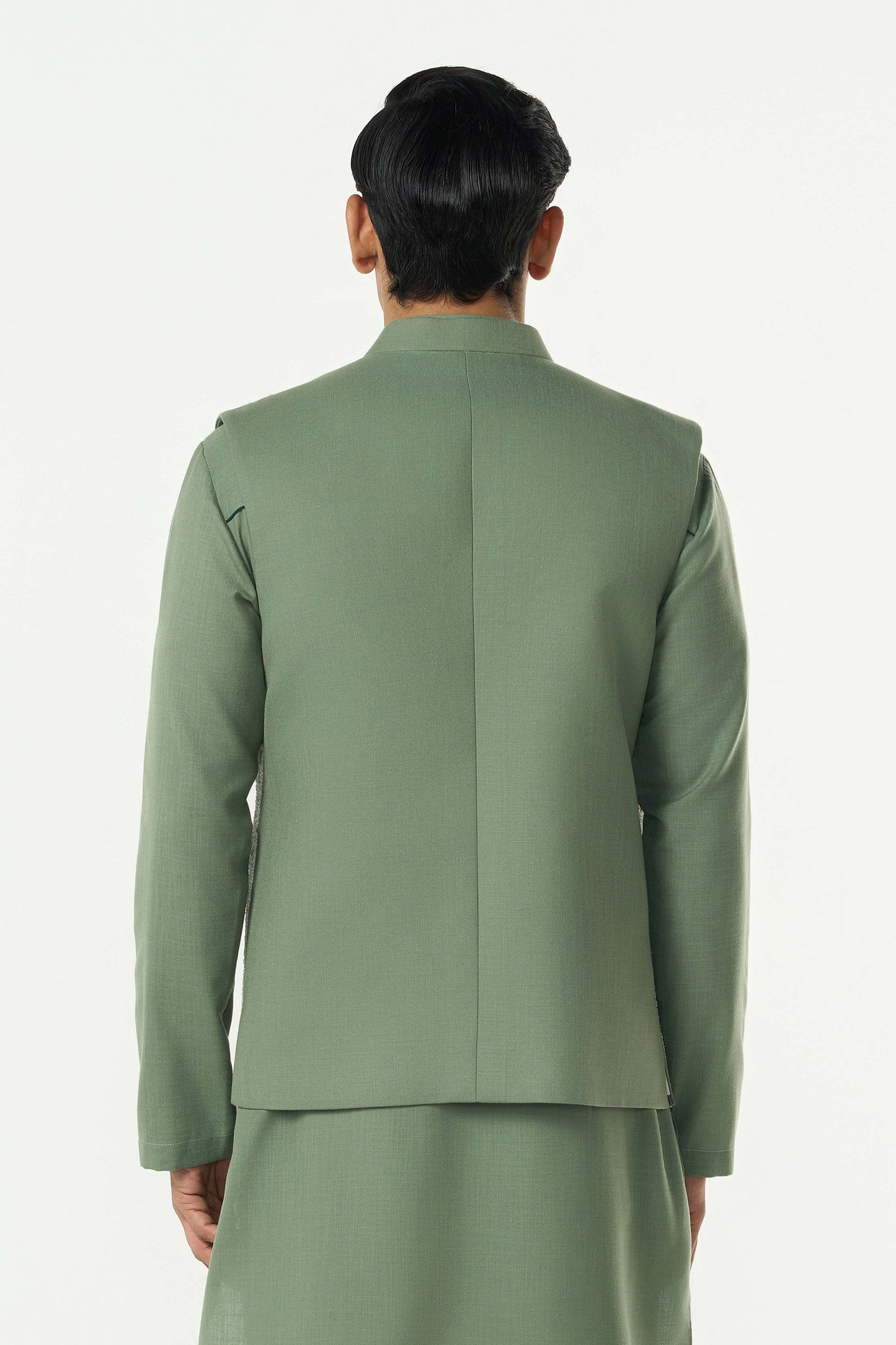 Grill Grid Bandi Jacket Set - Sage green