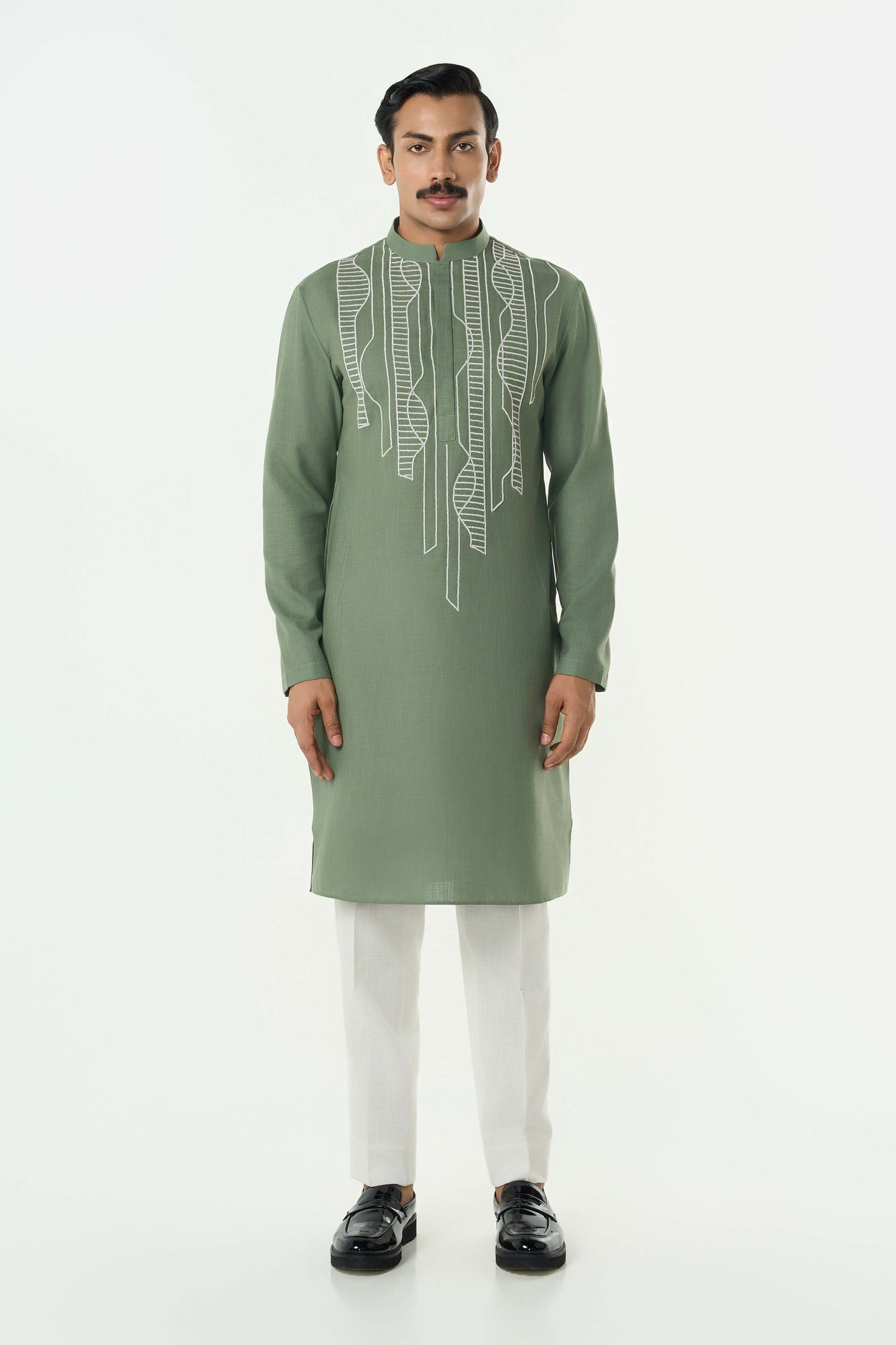 Grill Grid Bandi Jacket Set - Sage green