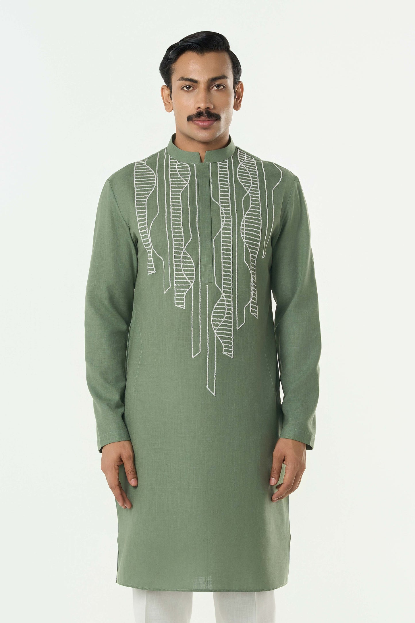 Grill Grid Kurta - Sage Green