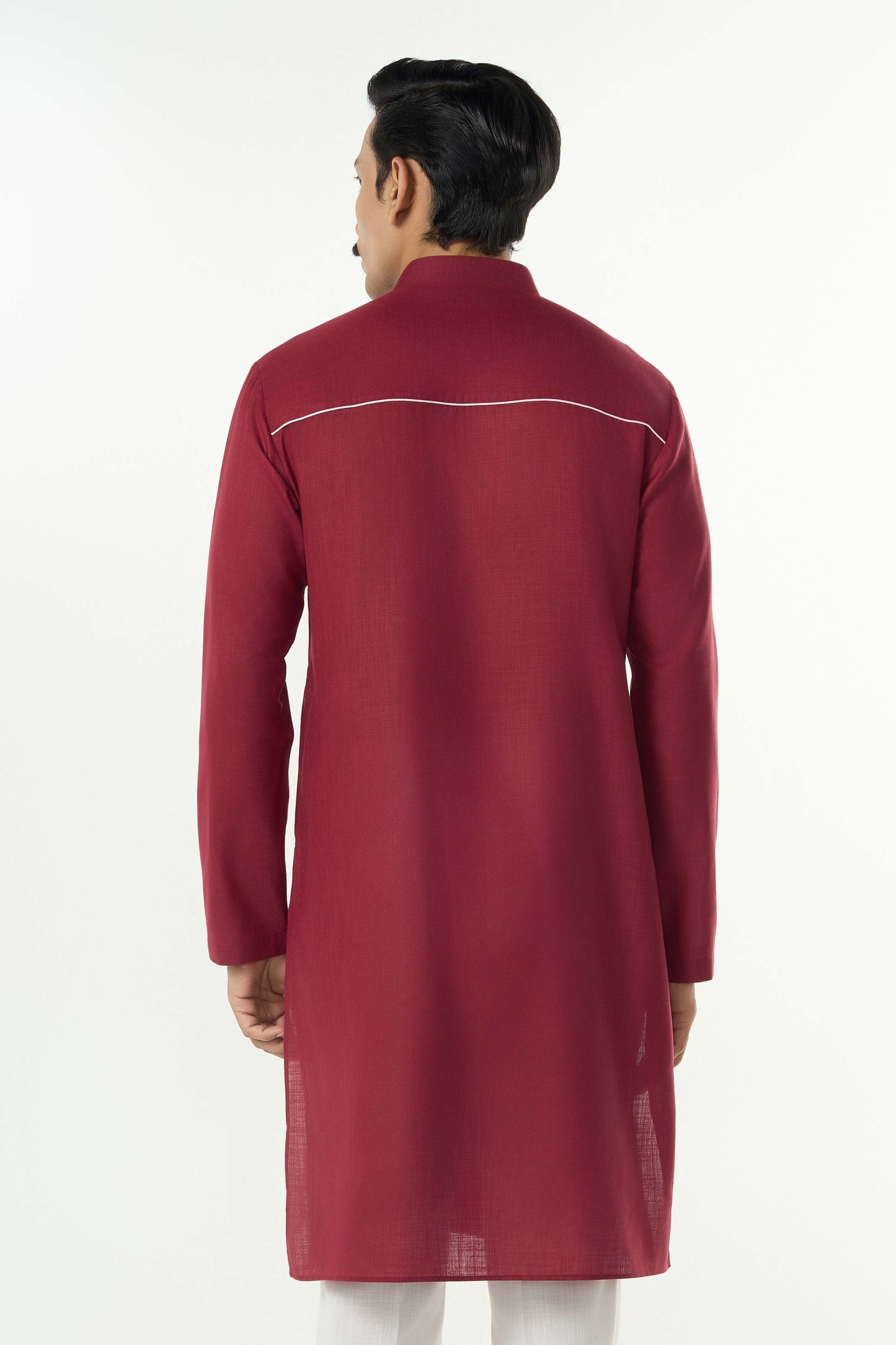 Grill Grid Kurta - Maroon