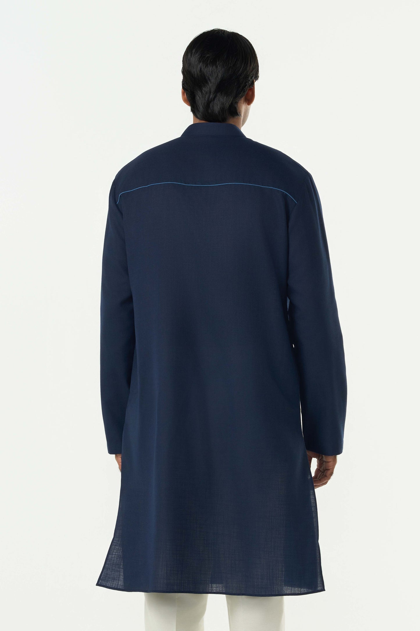 Grill Grid Kurta - Navy Blue