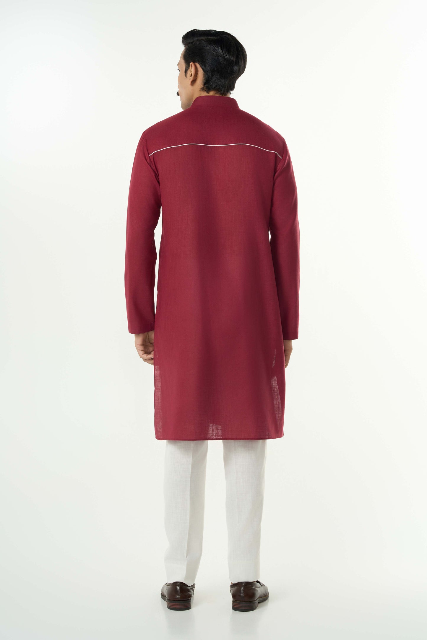 Grill Grid Kurta - Maroon