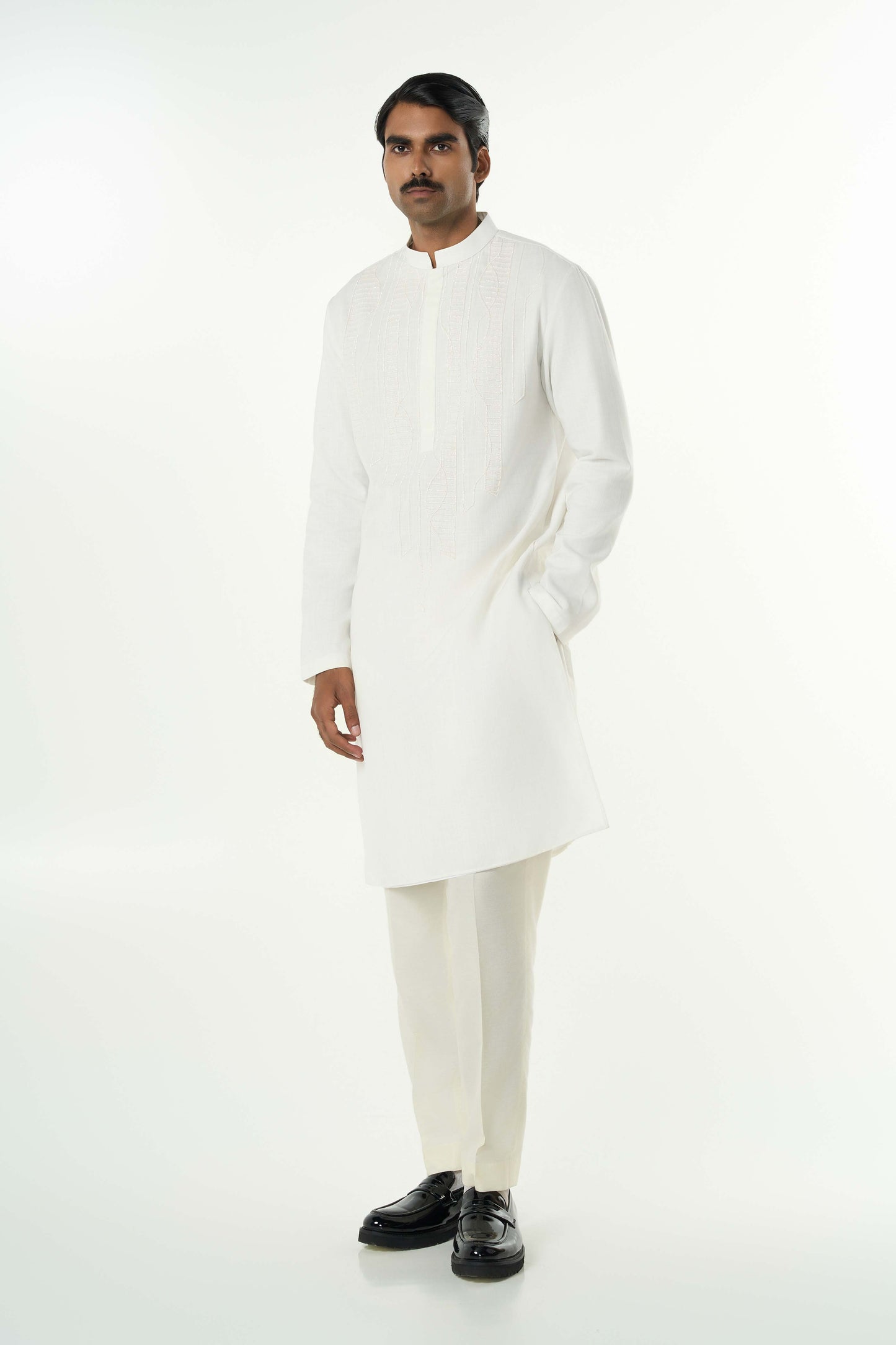 Grill Grid Kurta - Off White