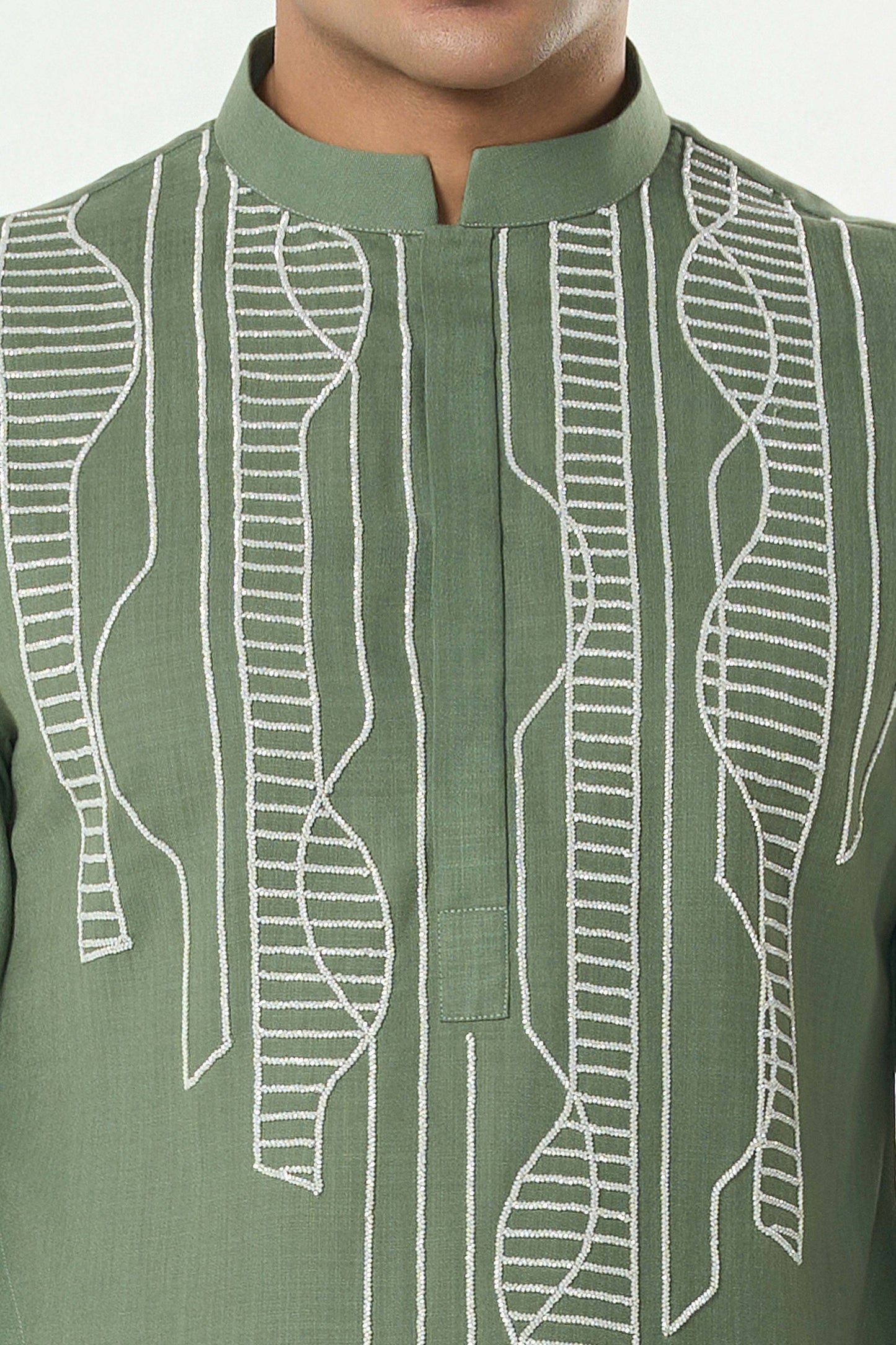 Grill Grid Kurta - Sage Green